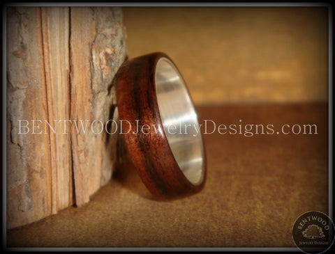 Bentwood Ring - Macassar Ebony Wood Ring with Wide Fine Silver Core