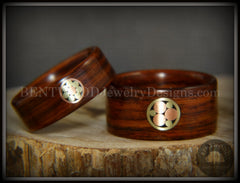 Bentwood Rings Set - "Metal Mosaic" Kingwood Rings with Copper & Brass Pattern Inlay handcrafted bentwood wooden rings wood wedding ring engagement