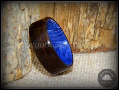 Bentwood Ring - "Ultramarine" Macassar Ebony on Juma Gemstone Marbled Core handcrafted bentwood wooden rings wood wedding ring engagement