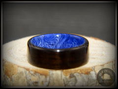 Bentwood Ring - "Ultramarine" Macassar Ebony on Juma Gemstone Marbled Core handcrafted bentwood wooden rings wood wedding ring engagement