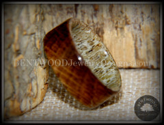 Bentwood Ring - "The Whiskey Hunter" Jack Daniel's Whiskey Oak Barrel on Deer Antler handcrafted bentwood wooden rings wood wedding ring engagement