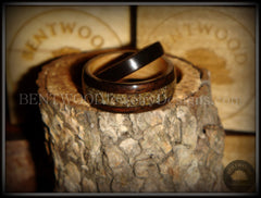 Bentwood Rings Set - Ebony Wood Ring Set with Birch Liner and Canadian Beach Sand Inlay handcrafted bentwood wooden rings wood wedding ring engagement