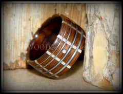 Bentwood Ring - "The Guitar Man" Rosewood, Silver Frets, Mother of Pearl Dot Inlays and Stainless Steel Guitar Strings handcrafted bentwood wooden rings wood wedding ring engagement