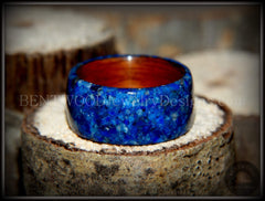 Bentwood Ring - Rosewood Wooden Ring with Blue Lapis Inlay handcrafted bentwood wooden rings wood wedding ring engagement