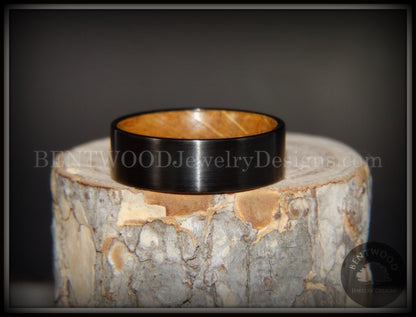 Bentwood Ring - "Rugged & Refined" Whiskey Oak and Tungsten Carbide Black handcrafted bentwood wooden rings wood wedding ring engagement