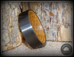 Bentwood Ring - "Rugged & Refined" Whiskey Oak and Tungsten Carbide Gunmetal Gray handcrafted bentwood wooden rings wood wedding ring engagement