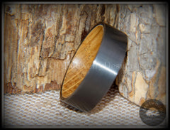 Bentwood Ring - "Rugged & Refined" Whiskey Oak and Tungsten Carbide Gunmetal Gray handcrafted bentwood wooden rings wood wedding ring engagement