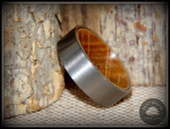 Bentwood Ring - "Rugged & Refined" Whiskey Oak and Tungsten Carbide Silver handcrafted bentwood wooden rings wood wedding ring engagement