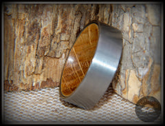 Bentwood Ring - "Rugged & Refined" Whiskey Oak and Tungsten Carbide Silver handcrafted bentwood wooden rings wood wedding ring engagement