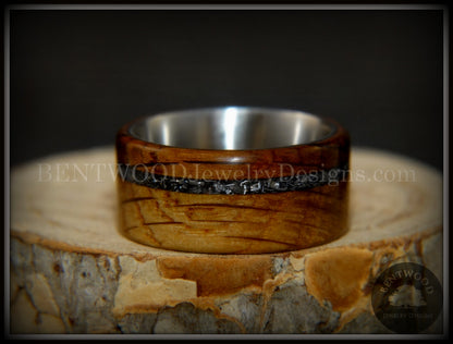 Bentwood Ring - "The Namibia Blend" charred whiskey barrel oak, Gibeon meteorite inlay on titanium core handcrafted bentwood wooden rings wood wedding ring engagement