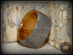 Bentwood Ring -  "Quarry" Stone & Whiskey Barrel Oak handcrafted bentwood wooden rings wood wedding ring engagement