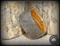 Bentwood Ring -  "Quarry" Stone & Whiskey Barrel Oak handcrafted bentwood wooden rings wood wedding ring engagement