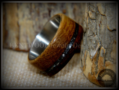 Bentwood Ring - "The Namibia Blend" charred whiskey barrel oak, Gibeon meteorite inlay on titanium core handcrafted bentwood wooden rings wood wedding ring engagement