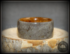 Bentwood Ring -  "Quarry" Stone & Whiskey Barrel Oak handcrafted bentwood wooden rings wood wedding ring engagement