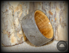 Bentwood Ring -  "Quarry" Stone & Whiskey Barrel Oak handcrafted bentwood wooden rings wood wedding ring engagement