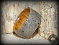 Bentwood Ring -  "Quarry" Stone & Whiskey Barrel Oak handcrafted bentwood wooden rings wood wedding ring engagement