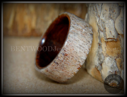 Bentwood Ring - "The Hunter" Antler on Snakewood handcrafted bentwood wooden rings wood wedding ring engagement