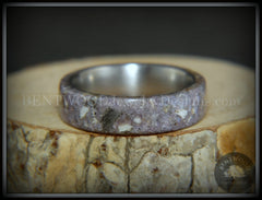 Bentwood Ring - "Remembrance" Cremation Ashes and Charoite on Titanium Core handcrafted bentwood wooden rings wood wedding ring engagement