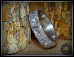 Bentwood Ring - "Remembrance" Cremation Ashes and Charoite on Titanium Core handcrafted bentwood wooden rings wood wedding ring engagement