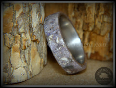 Bentwood Ring - "Remembrance" Cremation Ashes and Charoite on Titanium Core handcrafted bentwood wooden rings wood wedding ring engagement