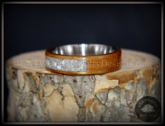 Bentwood Ring - "Pillar" Light Koa Wood Cremation Ash Inlay Titanium Core handcrafted bentwood wooden rings wood wedding ring engagement