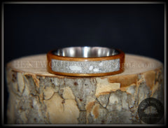 Bentwood Ring - "Pillar" Light Koa Wood Cremation Ash Inlay Titanium Core handcrafted bentwood wooden rings wood wedding ring engagement