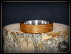 Bentwood Ring - "Pillar" Light Koa Wood Cremation Ash Inlay Titanium Core handcrafted bentwood wooden rings wood wedding ring engagement