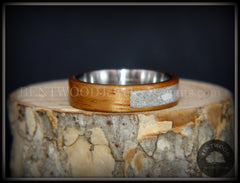 Bentwood Ring - "Pillar" Light Koa Wood Cremation Ash Inlay Titanium Core handcrafted bentwood wooden rings wood wedding ring engagement