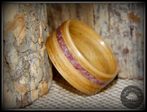 Bentwood Ring - "Ruby Rose" North American White Oak Ruby Inlay