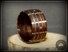 Bentwood Ring - "The Guitar Man" Rosewood, Silver Frets, Mother of Pearl Dot Inlays and Stainless Steel Guitar Strings handcrafted bentwood wooden rings wood wedding ring engagement