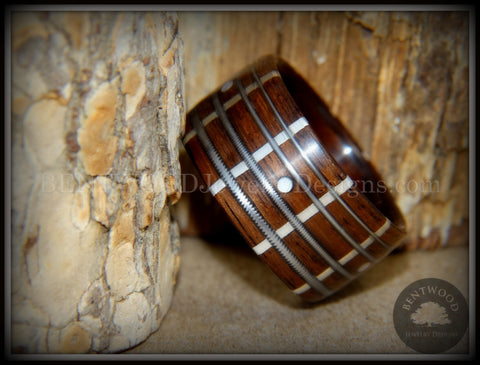 Bentwood Ring - "The Guitar Man" Rosewood, Silver Frets, Mother of Pearl Dot Inlays and Stainless Steel Guitar Strings