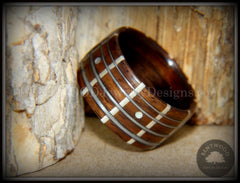 Bentwood Ring - "The Guitar Man" Rosewood, Silver Frets, Mother of Pearl Dot Inlays and Stainless Steel Guitar Strings handcrafted bentwood wooden rings wood wedding ring engagement