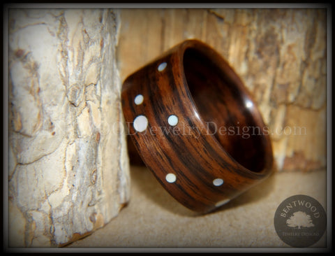 Bentwood Ring - "Composition" Rosewood Ring with Random Mother of Pearl Dot Inlays