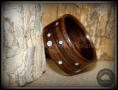 Bentwood Ring - "Composition" Rosewood Ring with Random Mother of Pearl Dot Inlays handcrafted bentwood wooden rings wood wedding ring engagement