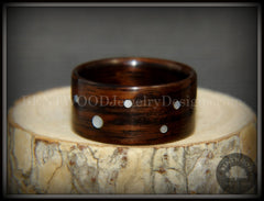 Bentwood Ring - "Composition" Rosewood Ring with Random Mother of Pearl Dot Inlays handcrafted bentwood wooden rings wood wedding ring engagement
