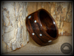 Bentwood Ring - "Composition" Rosewood Ring with Random Mother of Pearl Dot Inlays handcrafted bentwood wooden rings wood wedding ring engagement