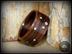 Bentwood Ring - "Composition" Rosewood Ring with Random Mother of Pearl Dot Inlays handcrafted bentwood wooden rings wood wedding ring engagement