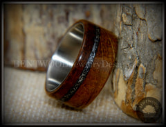 Bentwood Ring - "The Namibia Blend" charred whiskey barrel oak, Gibeon meteorite inlay on titanium core handcrafted bentwood wooden rings wood wedding ring engagement