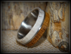 Bentwood Ring - "Huntsman" Antler, Whiskey Barrel Oak, Titanium Inlay and Core handcrafted bentwood wooden rings wood wedding ring engagement