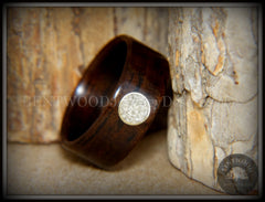 Bentwood Ring - Macassar Ebony with Brass & Glass Circle Inlay handcrafted bentwood wooden rings wood wedding ring engagement