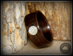 Bentwood Ring - Macassar Ebony with Brass & Glass Circle Inlay handcrafted bentwood wooden rings wood wedding ring engagement