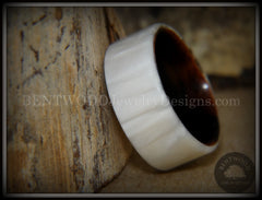 Bentwood Ring - "Iridescent" Mother of Pearl Kirinite Full Inlay on Ebony Wood Core handcrafted bentwood wooden rings wood wedding ring engagement