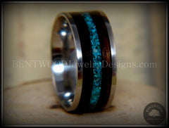 Bentwood Ring - Ebony with Chrysocolla Inlay on Surgical Grade Stainless Steel Comfort Fit Metal Core handcrafted bentwood wooden rings wood wedding ring engagement