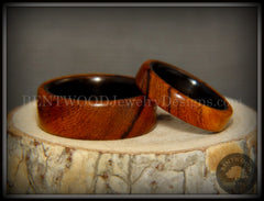 Bentwood Rings Set - "One True Pairing" Desert Ironwood on Carbon Fiber Core Set handcrafted bentwood wooden rings wood wedding ring engagement