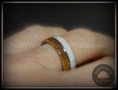 Bentwood Ring - "Huntsman" Antler, Whiskey Barrel Oak, Titanium Inlay and Core handcrafted bentwood wooden rings wood wedding ring engagement