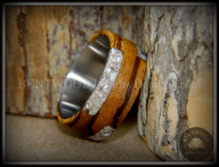 Bentwood Ring - "Remembrance" Zebrawood Cremation Ash Inlay on Titanium Steel Comfort Fit Core handcrafted bentwood wooden rings wood wedding ring engagement