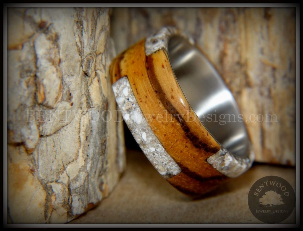 Bentwood Ring - "Remembrance" Zebrawood Cremation Ash Inlay on Titanium Steel Comfort Fit Core handcrafted bentwood wooden rings wood wedding ring engagement