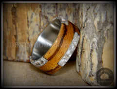 Bentwood Ring - "Remembrance" Zebrawood Cremation Ash Inlay on Titanium Steel Comfort Fit Core handcrafted bentwood wooden rings wood wedding ring engagement