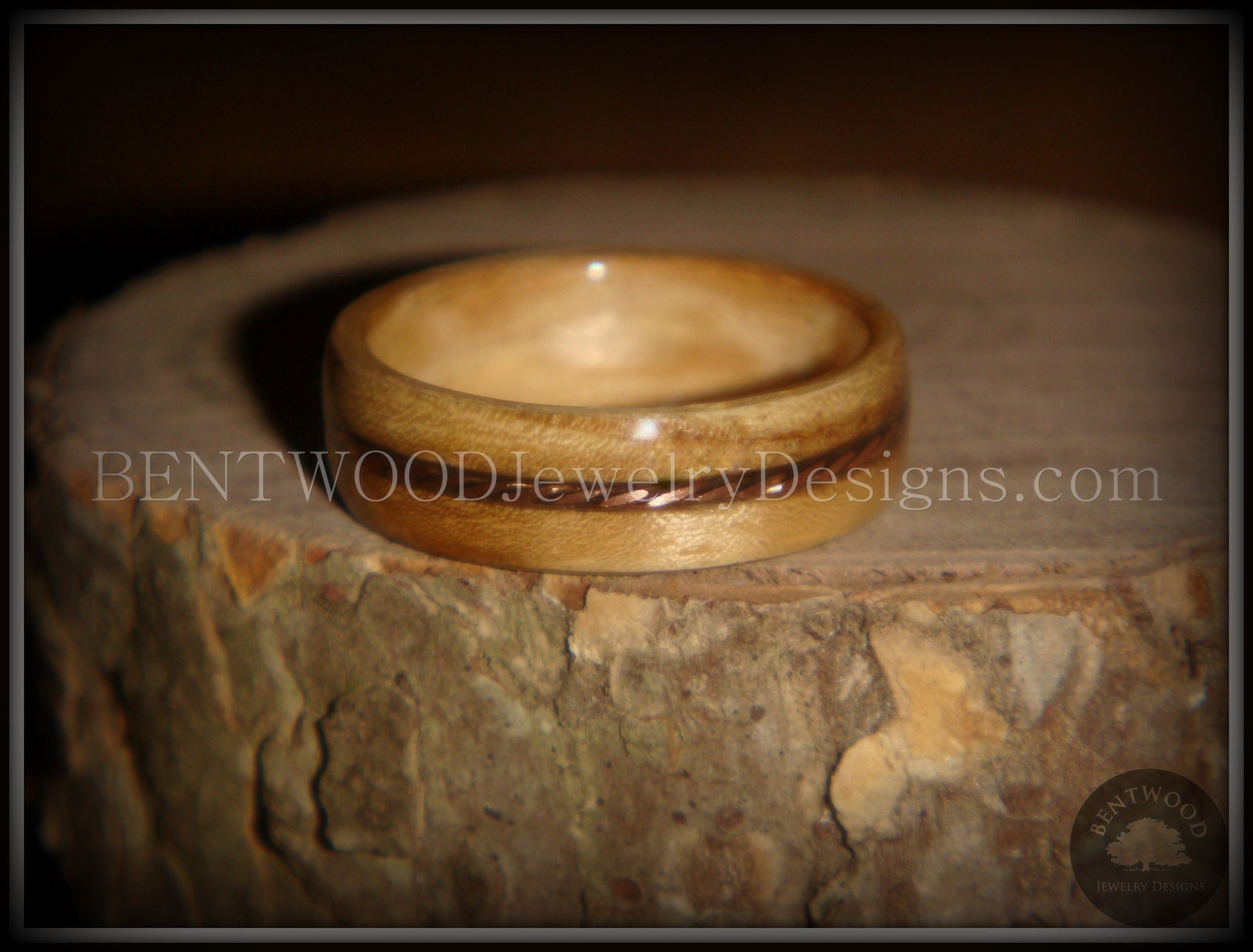 Bentwood Ring - "Sacrifice" Bethlehem Olive Wood Ring with Twisted Copper Inlay handcrafted bentwood wooden rings wood wedding ring engagement