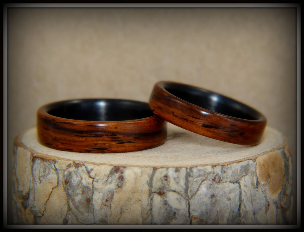 Bentwood Rings Set - "Composite" Cocobolo on Carbon Fiber Cores handcrafted bentwood wooden rings wood wedding ring engagement